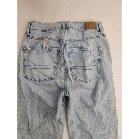 AMERICAN EAGLE Baggy Jeans Womens Sz 2 High Rise Distressed Destroy Straight - Picture 10 of 11